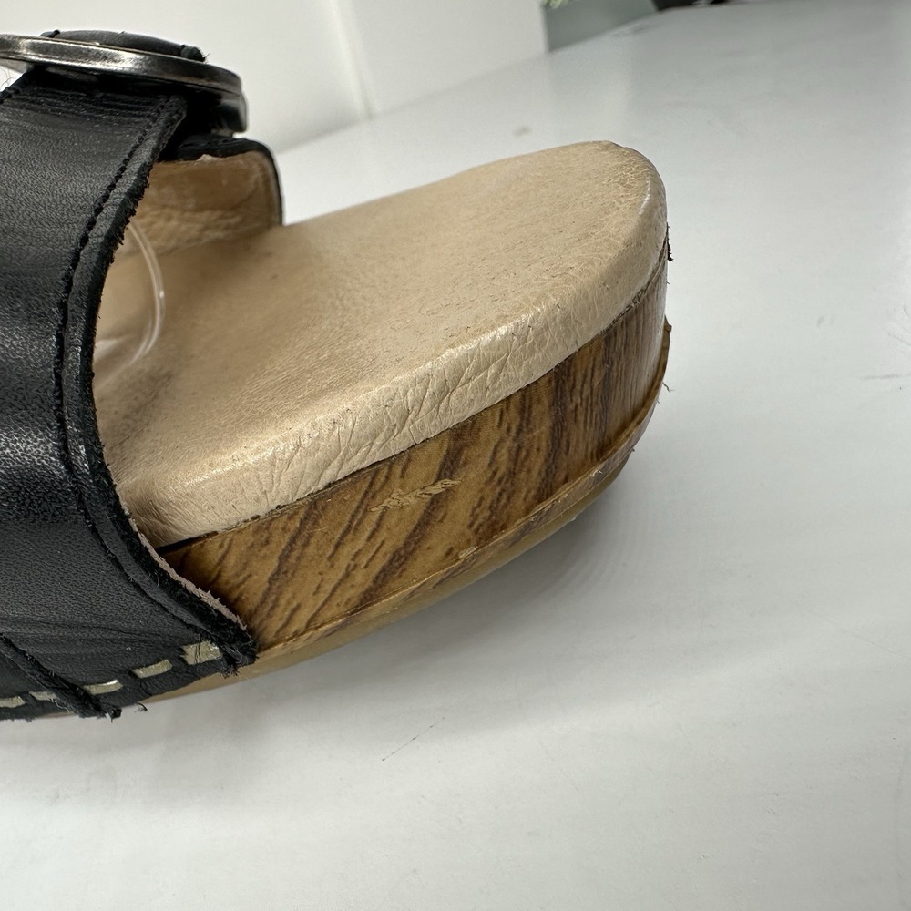 Dansko Anna Clogs Sandals Shoes Black Leather Buckle Strappy Heel Womens 41 10.5 - Picture 5 of 14